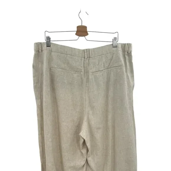 Abercrombie & Fitch Sloane Trouser Pants Linen Blend Khaki Tan Beige Size 34 18R - Picture 8 of 14